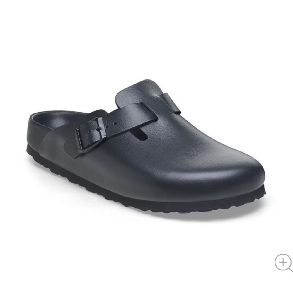 Birkenstock Black Leather Boston Clogs